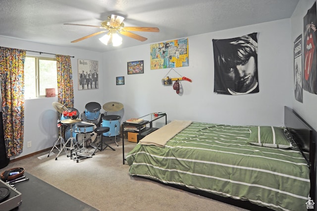 136 E 700 S, Farmington, UT 84025 - bedroom with carpet flooring, a ceiling fan, and a textured ceiling