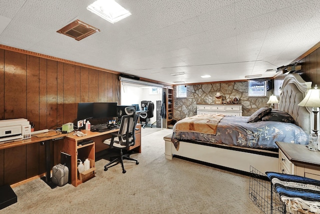 3347 S Rulon St W, Magna, UT 84044 - carpeted bedroom with wooden walls and an office area