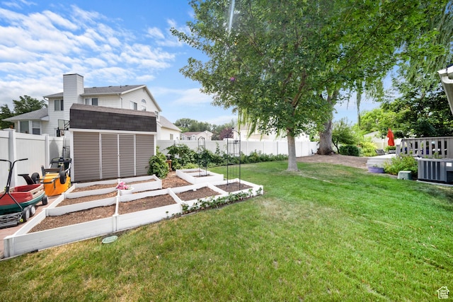 5149 W Village Wood Dr, West Valley City, UT 84120 - fenced backyard featuring a vegetable garden and a storage shed