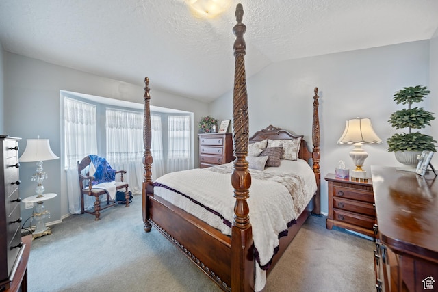 5149 W Village Wood Dr, West Valley City, UT 84120 - bedroom with carpet floors, vaulted ceiling, and a textured ceiling