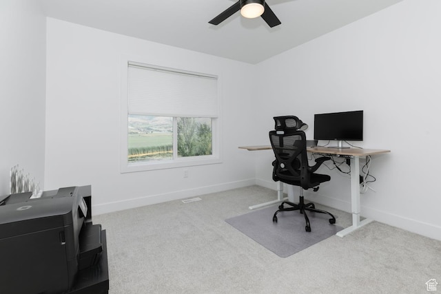 659 S Lakeside Dr, Franklin, ID 83237 - carpeted office featuring a ceiling fan and baseboards