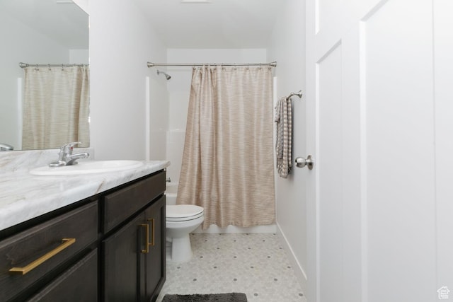 659 S Lakeside Dr, Franklin, ID 83237 - bathroom with vanity, tile patterned floors, and shower / bath combination with curtain