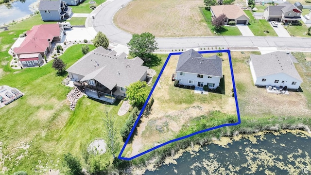 659 S Lakeside Dr, Franklin, ID 83237 - aerial view of residential area with property boundaries highlighted and a nearby body of water