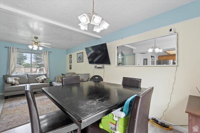 1124 S 1000 E Unit 3, Provo, UT 84606 - dining area with a chandelier, a textured ceiling, beam ceiling, and ceiling fan
