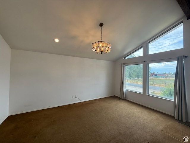 159 W 8800 S, Spanish Fork, UT 84660 - carpeted spare room with a chandelier and vaulted ceiling