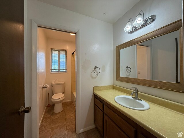 159 W 8800 S, Spanish Fork, UT 84660 - bathroom with vanity, shower / tub combination, and tile patterned floors