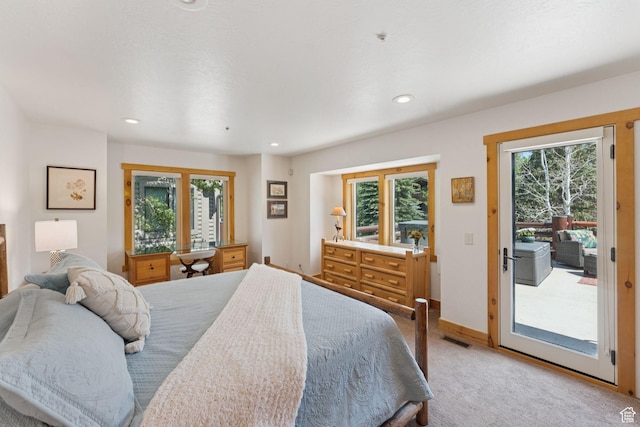 1955 Deer Valley Dr N Unit 302, Park City, UT 84060 - bedroom featuring access to outside, light carpet, and recessed lighting