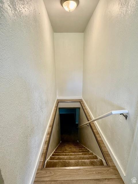 624 N 500 W, Vernal, UT 84078 - staircase with wood finished floors and a textured wall
