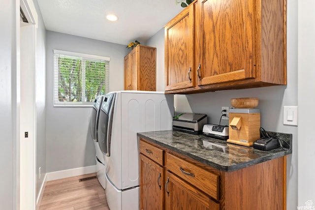 2484 W Gordon Ave, Layton, UT 84041 - laundry room with cabinet space, light wood finished floors, independent washer and dryer, and recessed lighting