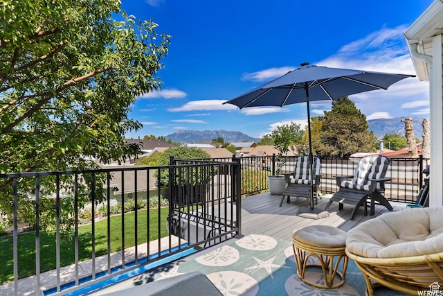 2484 W Gordon Ave, Layton, UT 84041 - wooden terrace featuring a mountain view