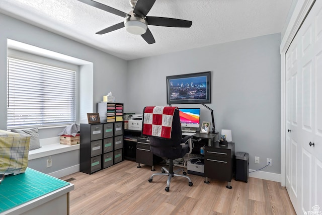 2484 W Gordon Ave, Layton, UT 84041 - office featuring a textured ceiling, light wood-style floors, and a ceiling fan