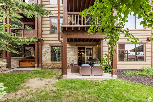 1825 Three Kings Dr Unit 3101, Park City, UT 84060 - back of house featuring a patio area, stone siding, and a balcony
