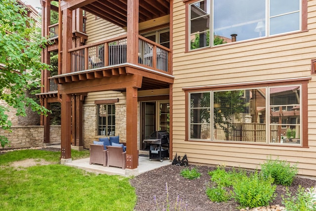 1825 Three Kings Dr Unit 3101, Park City, UT 84060 - rear view of house with a patio, a balcony, and a yard