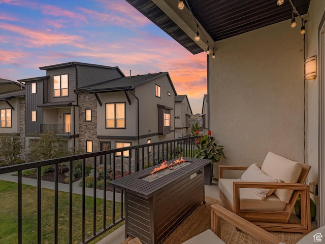 14735 S Asher Ln W, Bluffdale, UT 84065 - balcony with an outdoor fire pit