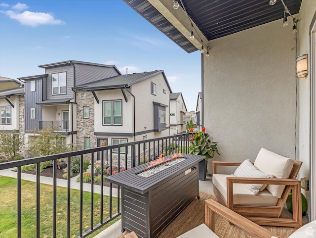 14735 S Asher Ln W, Bluffdale, UT 84065 - balcony with a residential view and a fire pit