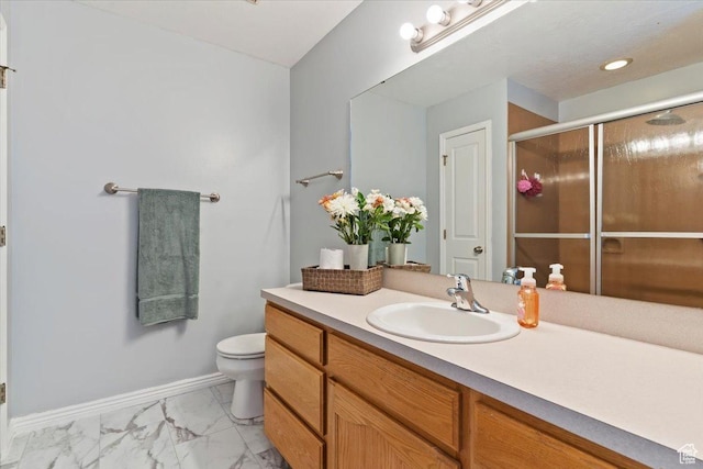 707 W 3675 S, Riverdale, UT 84405 - bathroom with vanity, marble look tiles, and a shower stall