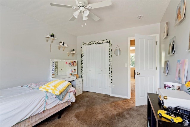 707 W 3675 S, Riverdale, UT 84405 - bedroom featuring carpet, a closet, and a ceiling fan