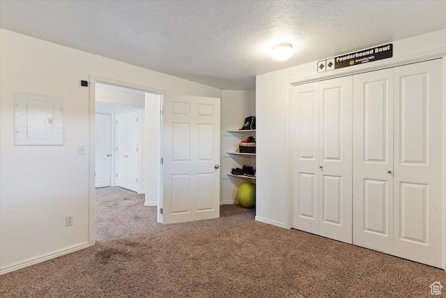 707 W 3675 S, Riverdale, UT 84405 - unfurnished bedroom featuring electric panel, carpet, a closet, and a textured ceiling