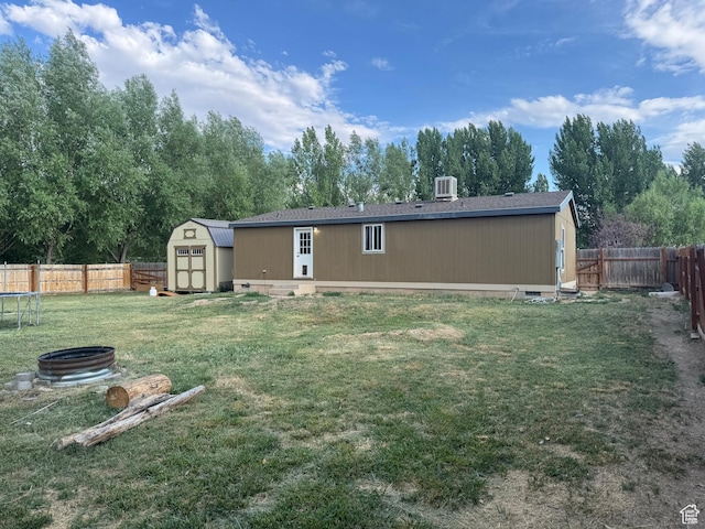 1082 W 650 S, Vernal, UT 84078 - rear view of house featuring a storage unit, a fenced backyard, crawl space, and view of scattered trees