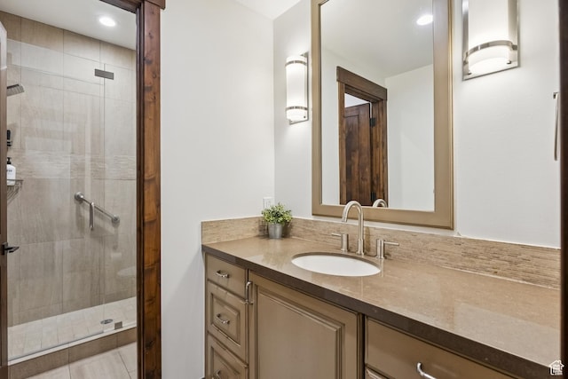 9079 Dye Cabins Dr, Park City, UT 84098 - full bathroom featuring a shower stall, vanity, and recessed lighting