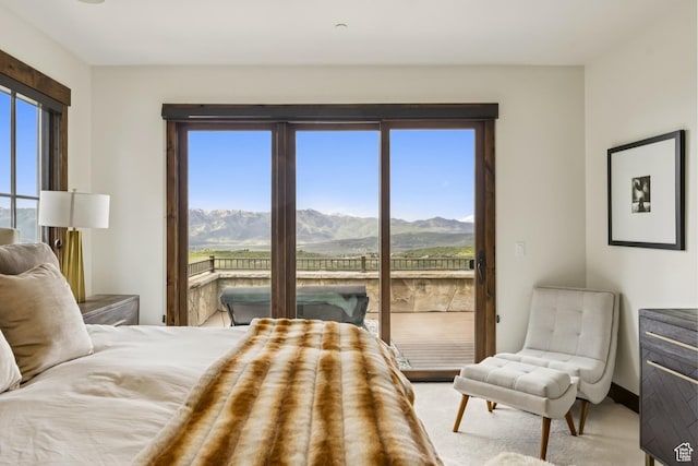 9079 Dye Cabins Dr, Park City, UT 84098 - bedroom featuring access to outside, a mountain view, and carpet floors