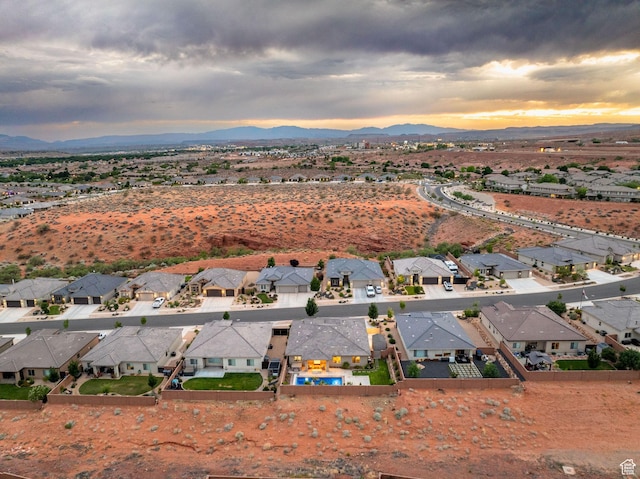 886 N Sandy Talus Dr, Washington, UT 84780 - aerial view at dusk of a mountain view and a residential view