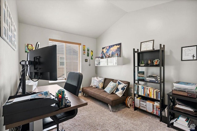 1049 W Allington Dr N, North Salt Lake, UT 84054 - carpeted home office featuring vaulted ceiling
