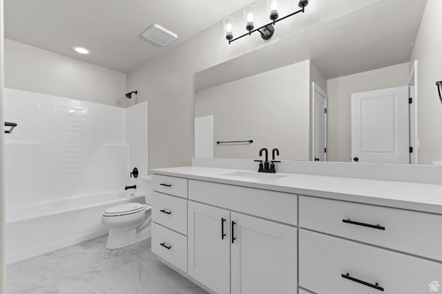1918 S 2475 W, West Haven, UT 84401 - full bathroom featuring vanity, tub / shower combination, marble finish flooring, and recessed lighting