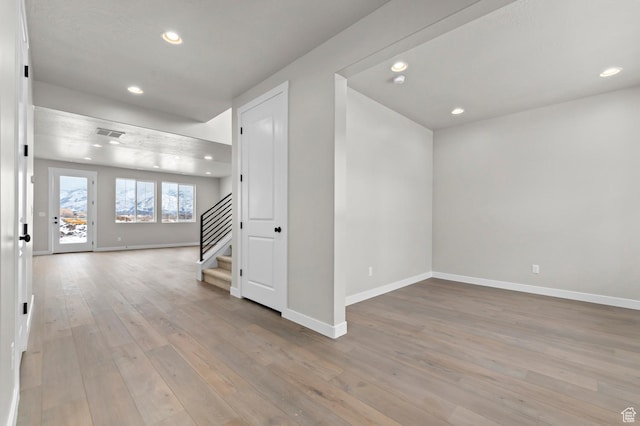 1918 S 2475 W, West Haven, UT 84401 - empty room featuring recessed lighting, stairs, and light wood finished floors