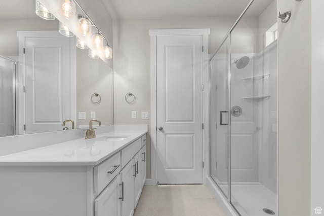 3932 W 2800 N, Lehi, UT 84043 - full bath with vanity, a stall shower, and tile patterned flooring