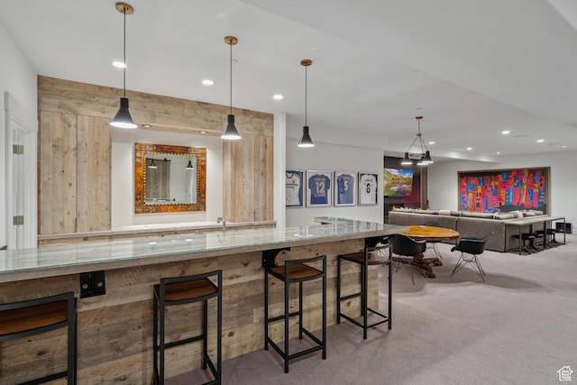 2505 W White Pine Ln, Park City, UT 84060 - bar featuring recessed lighting, carpet floors, and pendant lighting