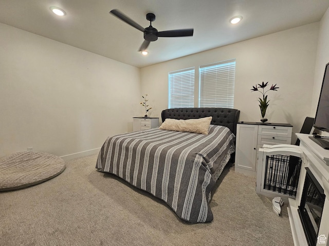 964 E 50 S, Santaquin, UT 84655 - bedroom featuring light colored carpet, recessed lighting, and ceiling fan