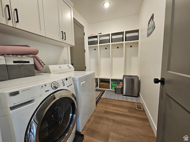 964 E 50 S, Santaquin, UT 84655 - laundry area featuring cabinet space, washer and clothes dryer, and dark wood-style flooring