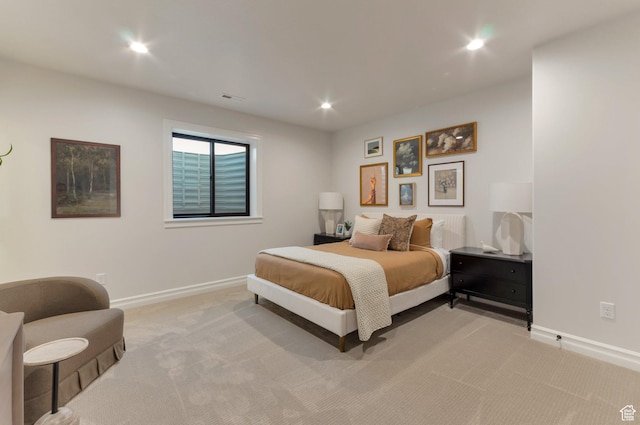 1649 W Pheasant Meadow Dr, Kaysville, UT 84037 - bedroom featuring light colored carpet and recessed lighting