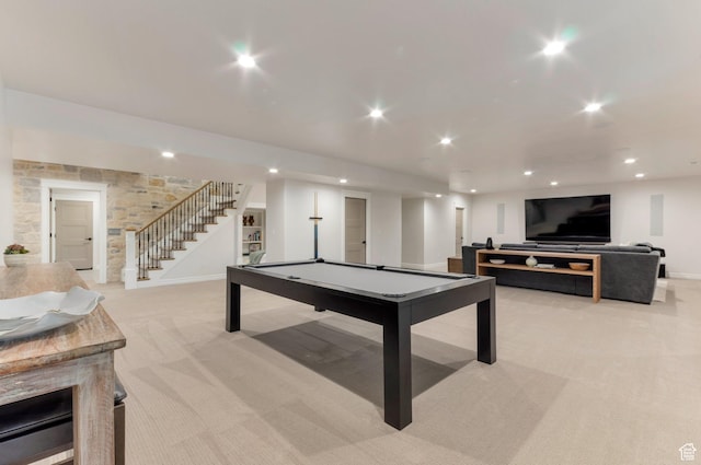 1649 W Pheasant Meadow Dr, Kaysville, UT 84037 - playroom with light carpet, billiards, and recessed lighting