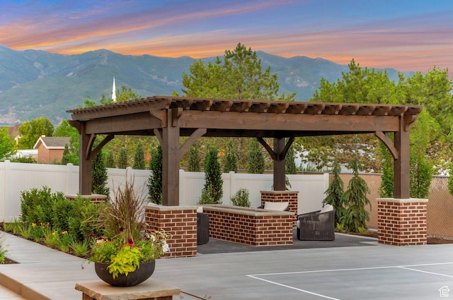 1649 W Pheasant Meadow Dr, Kaysville, UT 84037 - view of patio / terrace featuring a mountain view and a pergola