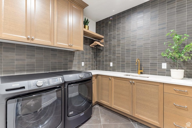 1649 W Pheasant Meadow Dr, Kaysville, UT 84037 - washroom featuring independent washer and dryer, cabinet space, and light tile patterned floors