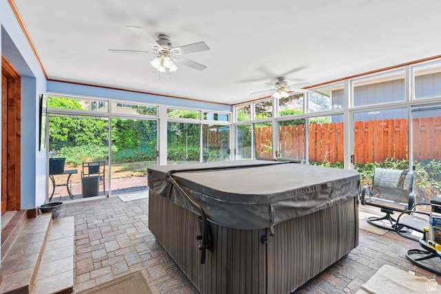 3020 Cherokee Ln, Provo, UT 84604 - sunroom / solarium with a jacuzzi and ceiling fan