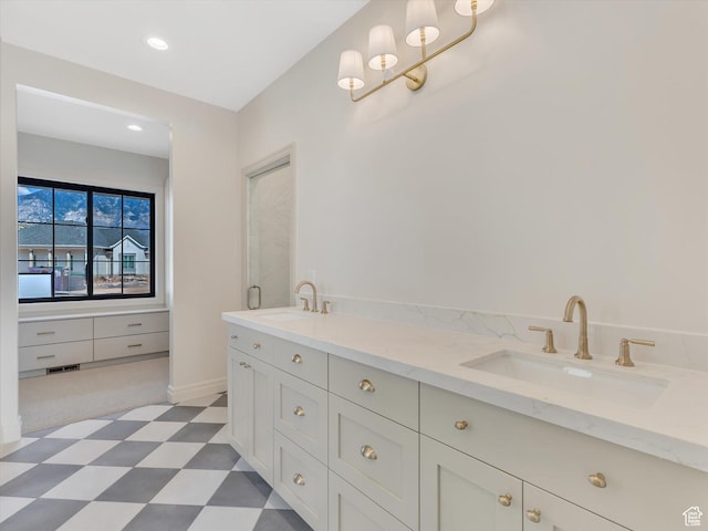 1395 N 330 E Unit 3, Orem, UT 84057 - full bathroom with tile patterned floors, double vanity, and recessed lighting
