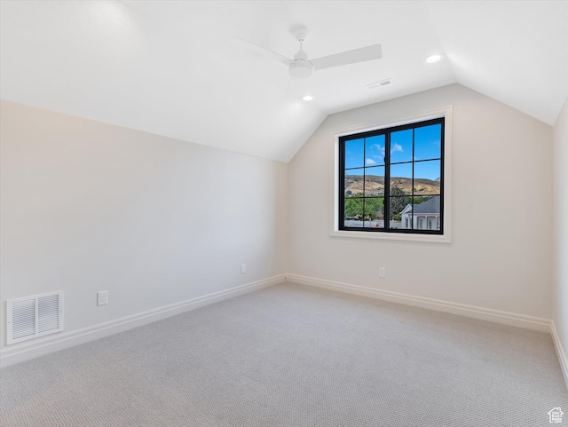 1395 N 330 E Unit 3, Orem, UT 84057 - additional living space with vaulted ceiling, recessed lighting, light colored carpet, and a ceiling fan