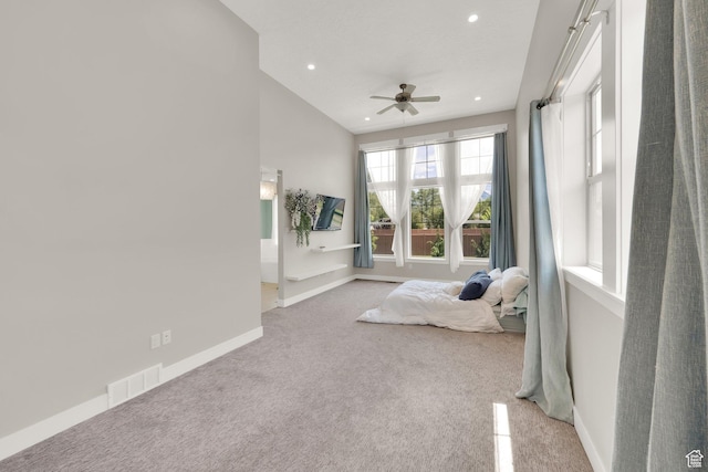 10376 S Beetdigger Blvd, Sandy, UT 84070 - bedroom with light colored carpet, recessed lighting, and a ceiling fan