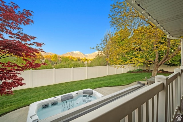 10025 Silver Streak Dr, South Jordan, UT 84095 - exterior space with a mountain view and a hot tub