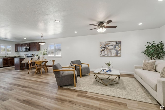 644 E 780 S, Heber City, UT 84032 - living area with light wood-style flooring, recessed lighting, and a ceiling fan
