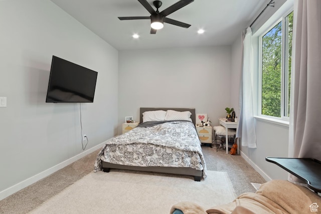 1288 Lincoln Ave, Ogden, UT 84404 - bedroom with carpet flooring, multiple windows, a ceiling fan, and recessed lighting