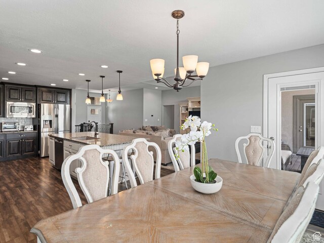 3552 S 5250 W Unit 13, Hooper, UT 84315 - dining room featuring a chandelier, dark wood finished floors, and recessed lighting