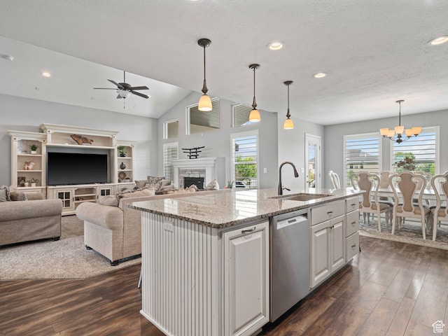 3552 S 5250 W Unit 13, Hooper, UT 84315 - kitchen with dishwasher, dark wood-type flooring, healthy amount of natural light, a textured ceiling, and recessed lighting