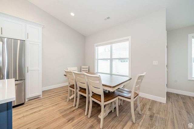 318 E 290 N, Preston, ID 83263 - dining room with lofted ceiling, light wood-type flooring, and recessed lighting