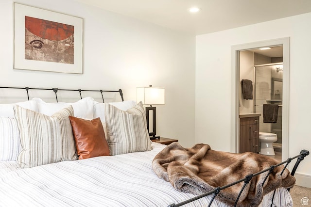 538 W Heritage Way, Heber City, UT 84032 - carpeted bedroom with ensuite bath and recessed lighting