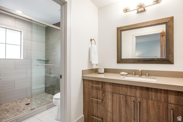 538 W Heritage Way, Heber City, UT 84032 - bathroom with vanity, a shower stall, and tile patterned flooring