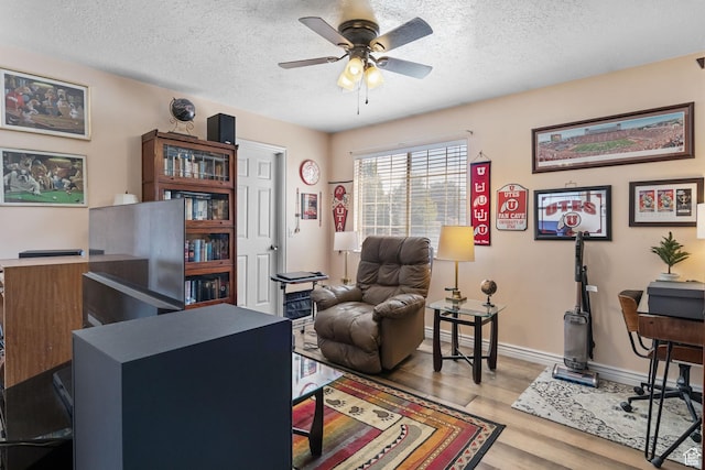 6446 S 4160 W, Taylorsville, UT 84129 - office area with a textured ceiling, ceiling fan, and wood finished floors